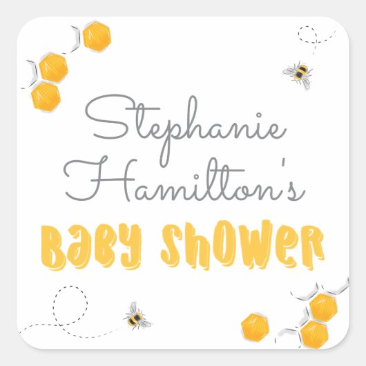Sweet Honey Bee Neutral Baby shower Bedankt Vierkante Sticker (Voorkant)