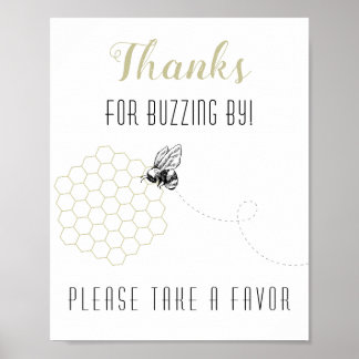 Sweet Honey Bee Party Decor Favor Sign Poster