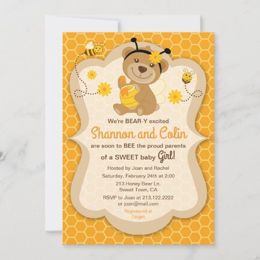 Sweet Honey Beer Baby shower Invitation Kaart (Voorkant)