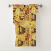 Sweet Honey Beren en Bijen 3D Naadloos Patroon Bad Handdoek (Insitu)
