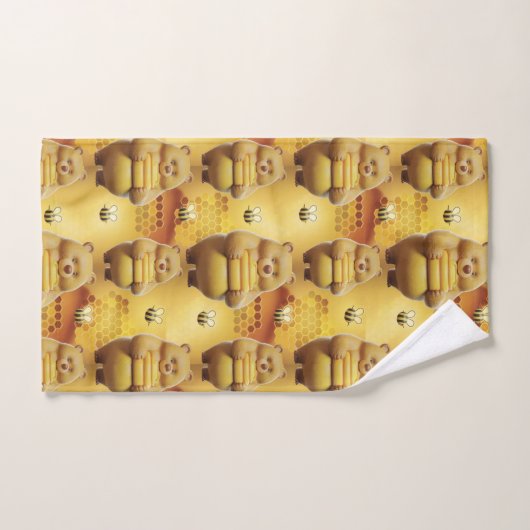 Sweet Honey Beren en Bijen 3D Naadloos Patroon Bad Handdoek (Handdoek)