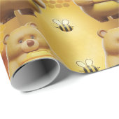 Sweet Honey Beren en Bijen 3D Naadloos Patroon Cadeaupapier (Rol Hoek)