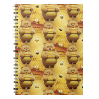 Sweet Honey Beren en Bijen 3D Naadloos Patroon Notitieboek
