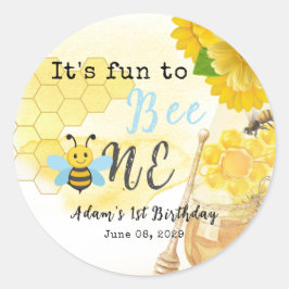 Sweet Honey Blue Yellow Green Bee 1e verjaardag Ronde Sticker