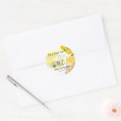 Sweet Honey Blue Yellow Green Bee 1e verjaardag Ronde Sticker (Envelop)