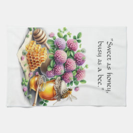 Sweet Honey Busy Bee Rode Klaver Keuken Handdoeken