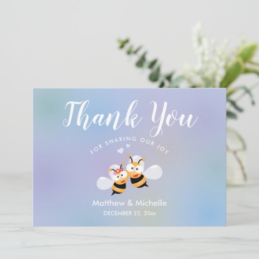 Sweet Honey Meant to Bee Couple Wedding Bedankkaart (Staand voorkant)
