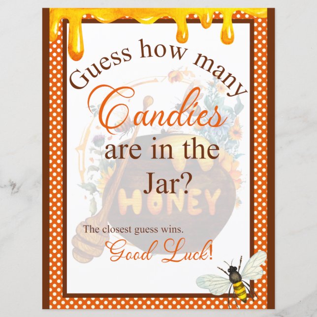 Sweet Honeybee Baby shower Candy Jar Game (Voorkant)