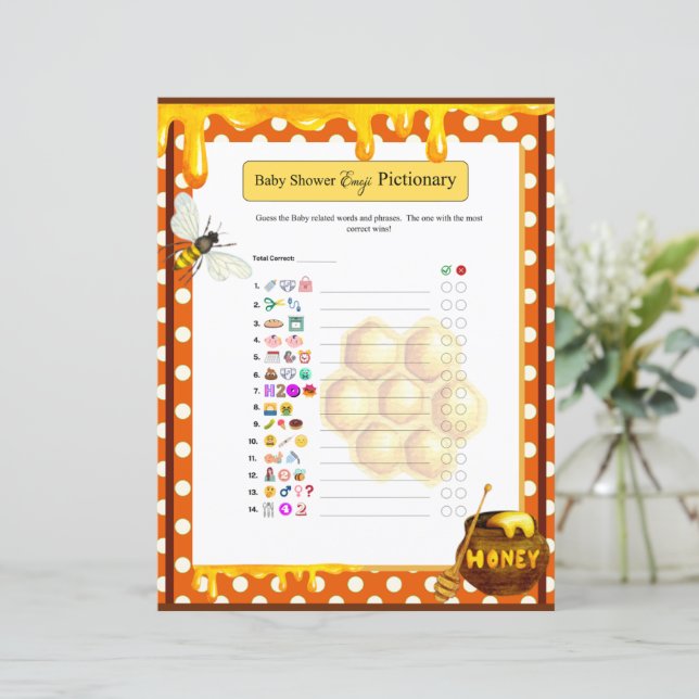 Sweet Honeybee Baby shower Emoji Game (Staand voorkant)