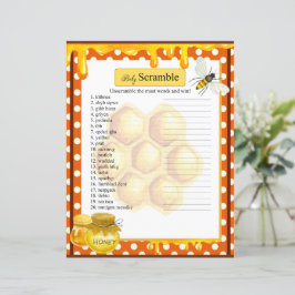 Sweet Honeybee Baby shower Word Scramble Game