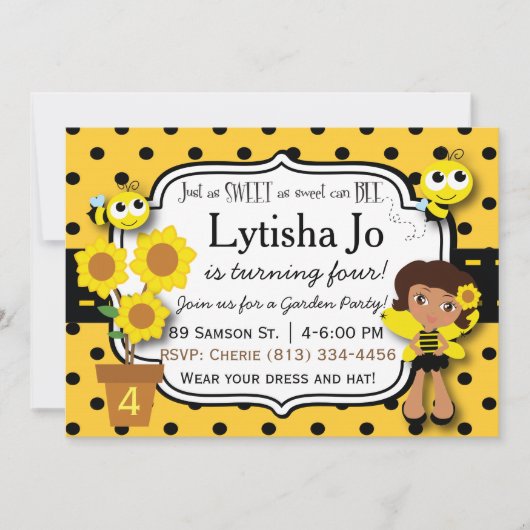 Sweet Honeybee Invitation Kaart (Voorkant)