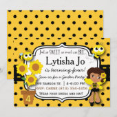 Sweet Honeybee Invitation Kaart (Voorkant / Achterkant)