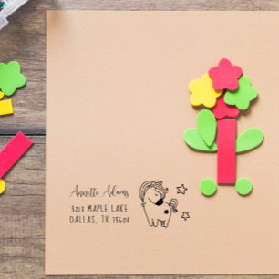 Sweet Horse Doodle Aangepaste Kinder naam Aangepas Zelfinktende Stempel