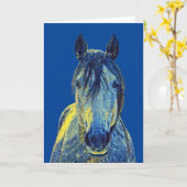 Sweet Horse in Blues Artsy Note Kaart (Gele Bloem)