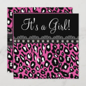 Sweet Hot Pink Leopard Baby shower Kaart (Voorkant / Achterkant)