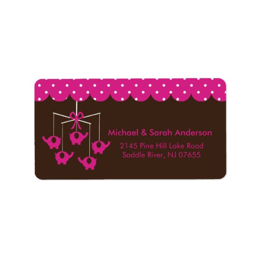 Sweet Hot Roze Olifant Mobiel Adres Label (Voorkant)