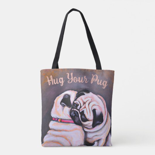 Sweet Hug Your Pug Canvas tas (Achterkant)