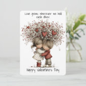 Sweet Hugging Sweethearts Valentine Card Feestdagenkaart (Staand voorkant)