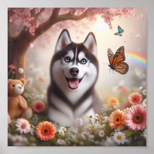Sweet Husky met een stralende glimlach Poster (Voorkant)