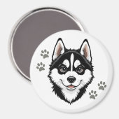 Sweet Husky Puppy Siberian Magneet (Voorkant / Achterkant)