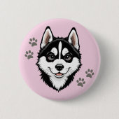 Sweet Husky Puppy Siberian Ronde Button 5,7 Cm (Voorkant)