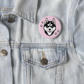 Sweet Husky Puppy Siberian Ronde Button 5,7 Cm (In situ)
