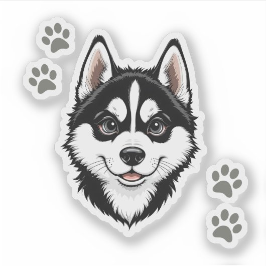 Sweet Husky Puppy Siberian Sticker (Voorkant)