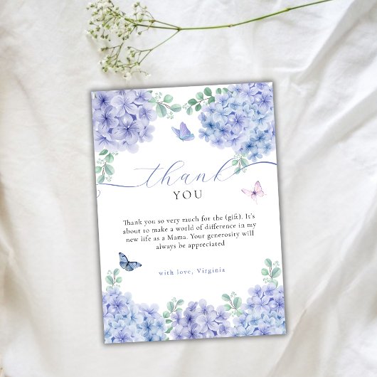 Sweet Hydrangea bloementuin Baby shower Bedankkaart