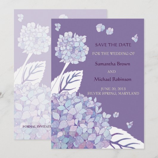 Sweet Hydrangeas Wedding Save the Date Invitations (Voorkant / Achterkant)