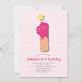 Sweet Ice Cream 1e verjaardag Uitnodiging (Voorkant)