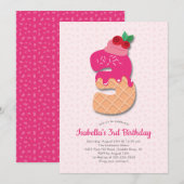 Sweet Ice Cream, 3e verjaardag Uitnodiging (Voorkant / Achterkant)