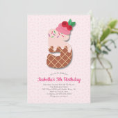 Sweet Ice Cream 5e verjaardag Uitnodiging (Staand voorkant)