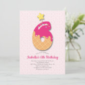 Sweet Ice Cream 6e verjaardag uitnodiging (Staand voorkant)