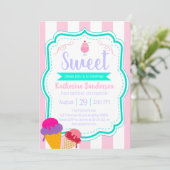 Sweet Ice-Cream Baby Sprinkle Snoep shop Verjaarda Kaart (Staand voorkant)