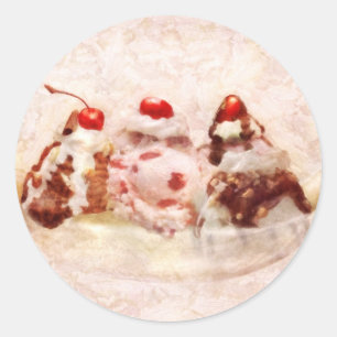 Sweet - Ice Cream - Banana split Ronde Sticker