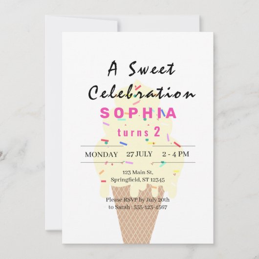Sweet Ice Cream Birthday Kaart (Voorkant)