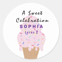 Sweet Ice Cream Birthday  Ronde Sticker