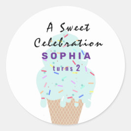 Sweet Ice Cream Birthday  Ronde Sticker