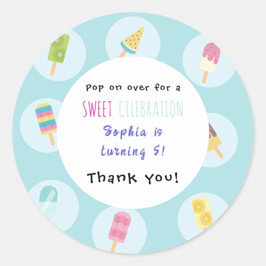 Sweet Ice Cream Birthday Ronde Sticker (Voorkant)