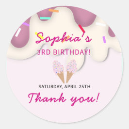 Sweet Ice Cream Birthday Ronde Sticker