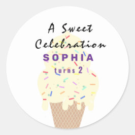 Sweet Ice Cream Birthday  Ronde Sticker