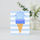 Sweet Ice Cream Blue Boy 1e verjaardag uitnodiging (Staand voorkant)