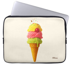 Sweet Ice Cream Cone – Aangepaste naam optie Laptop Sleeve