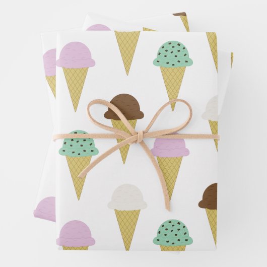 Sweet Ice Cream Cones Party Wrapping Papieren Blad Inpakpapier Vel (In situ)