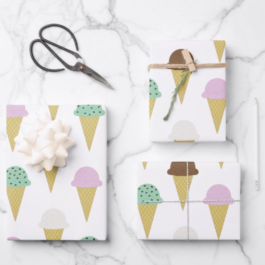 Sweet Ice Cream Cones Party Wrapping Papieren Blad Inpakpapier Vel (Voorkant)