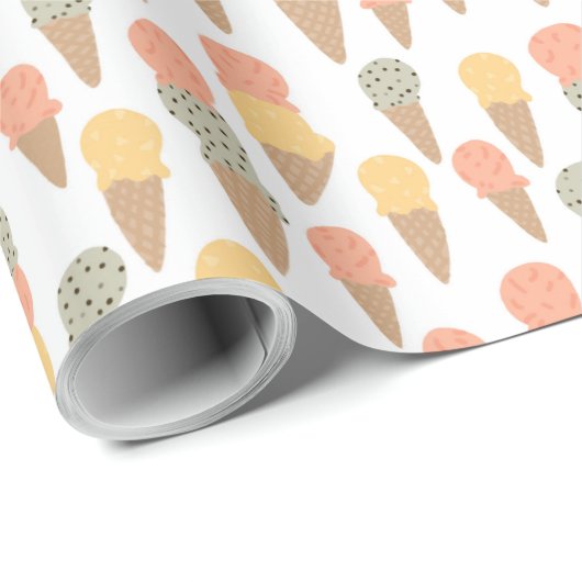 Sweet Ice Cream Cones Pastel Pattern Cadeaupapier (Rol Hoek)