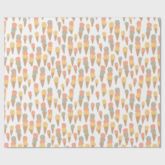 Sweet Ice Cream Cones Pastel Pattern Cadeaupapier (Vlak)