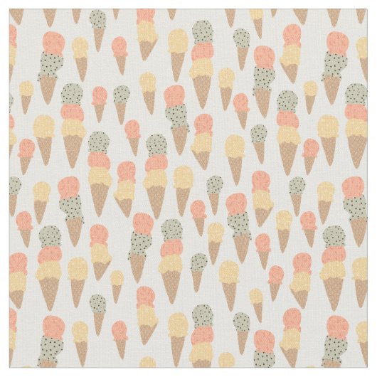 Sweet Ice Cream Cones Pastel Pattern Stof (Close Up)