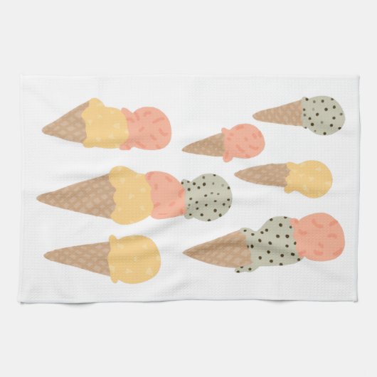 Sweet Ice Cream Cones Pastel Pattern Theedoek (Horizontaal)
