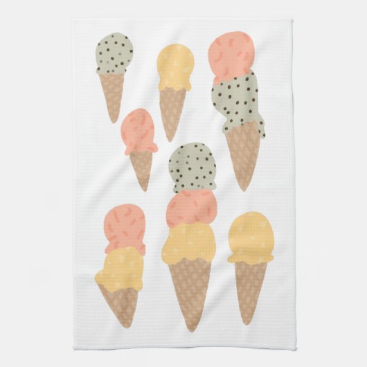 Sweet Ice Cream Cones Pastel Pattern Theedoek (Verticaal)